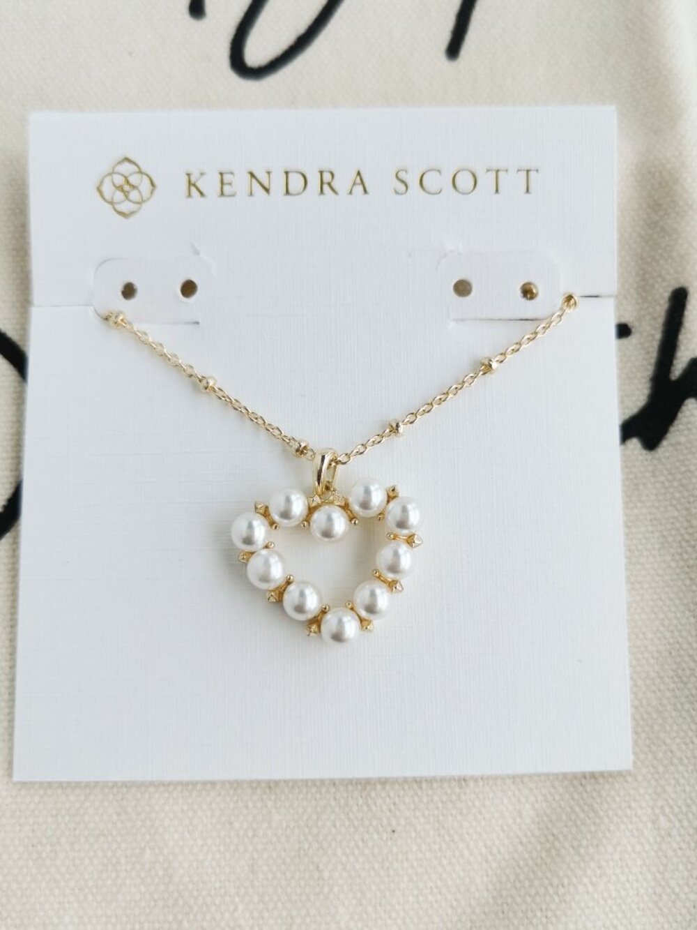 Kendra Scott Gold Heart Necklace with Pearly White Beads - Picture 1 of 3